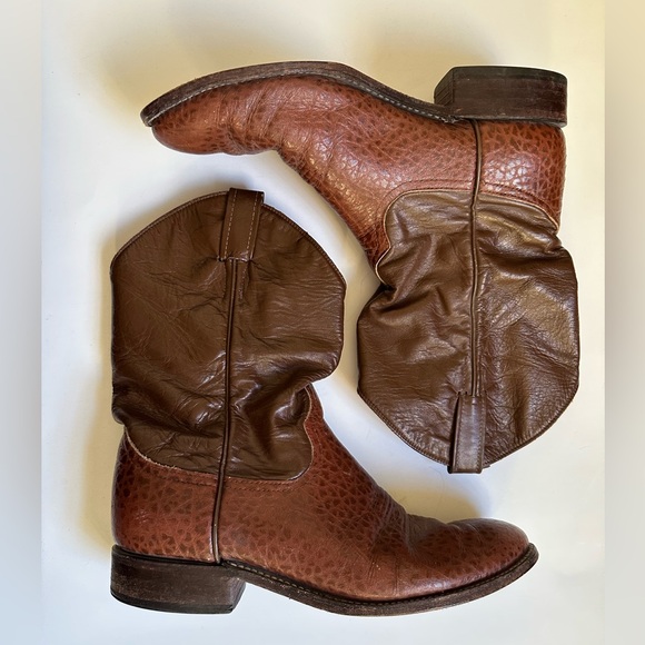 Vintage Larry Mahan Leather Cowboy Boot Mens 10.5 - Picture 2 of 7